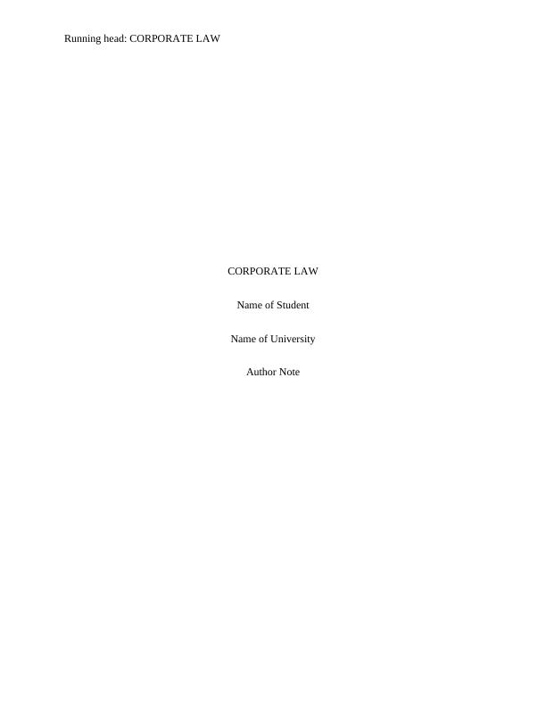 Corporate Law: Duties and Liabilities of Directors_1