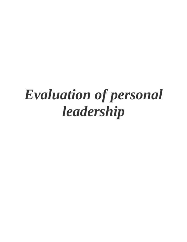 Evaluation of Personal Leadership_1
