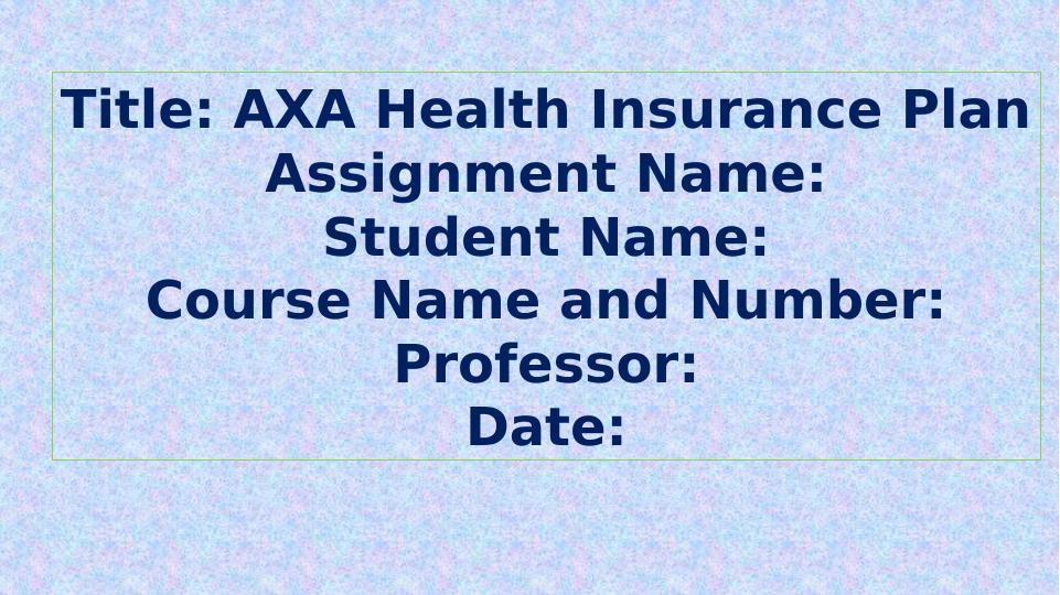 AXA Health Insurance Plan_1