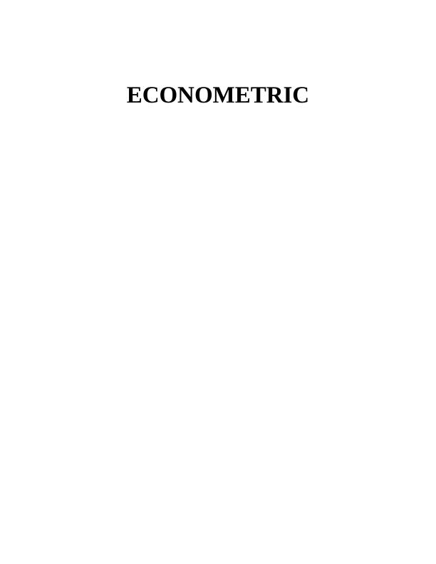 (solved) Assignment on Econometric_1