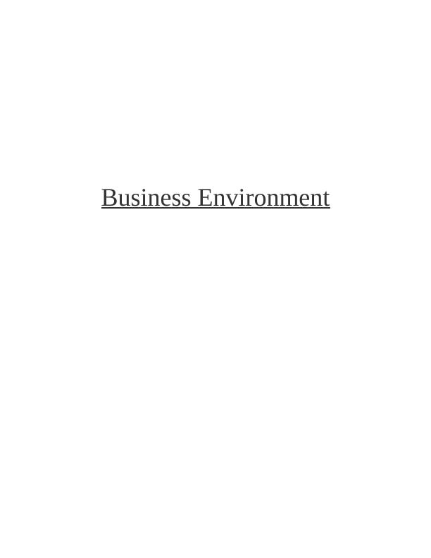 Business Environment Assignment Sample_1