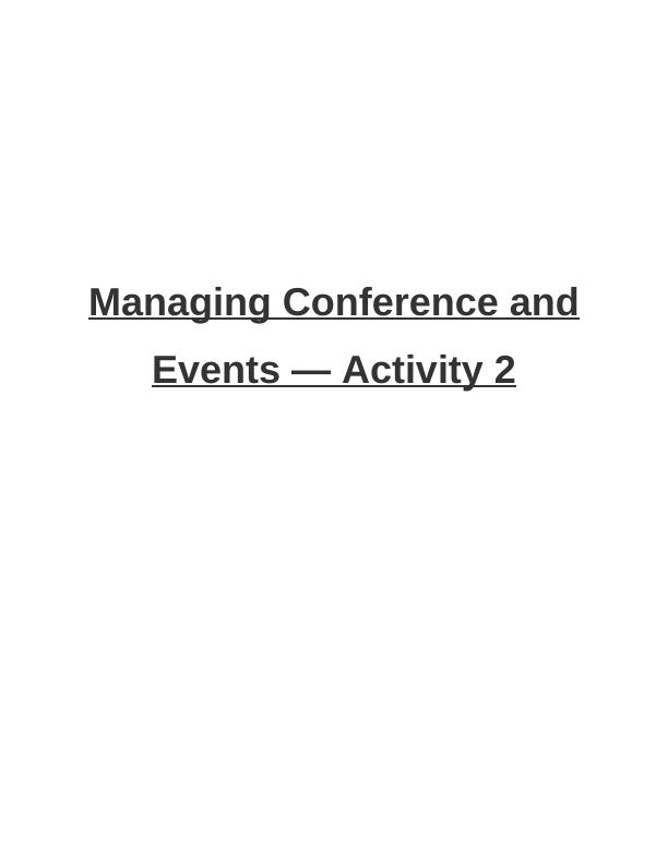 Managing Conference and Events - Assignment Sample_1