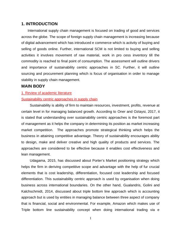 sample of supply chain management assignment