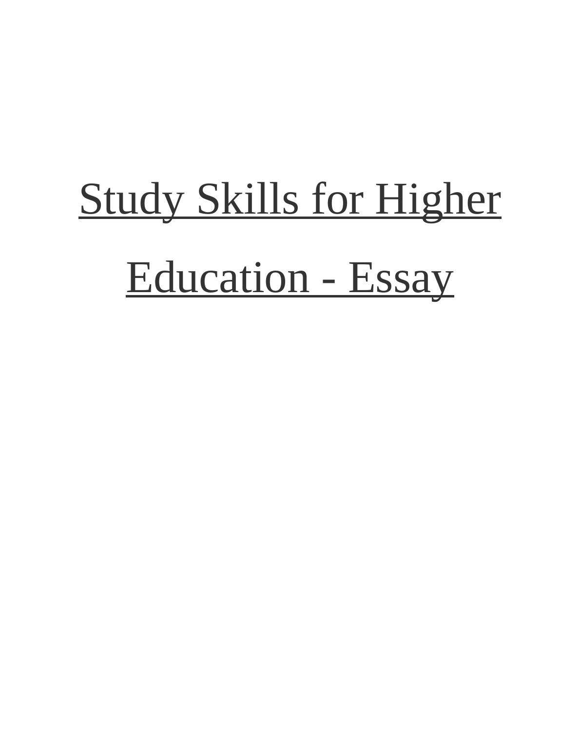 study skills for higher education essay