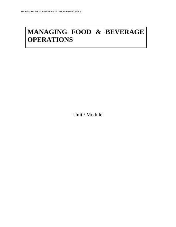 Managing Food & Beverage Operations: Types of Businesses, Rating Systems, and Current/Future Trends_1