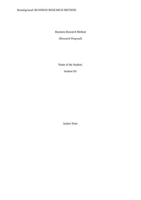 Study on Business Research Method | BUSN4100_1