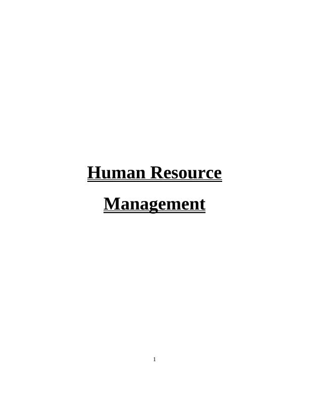Human Resource Management Workforce Planning: Doc_1