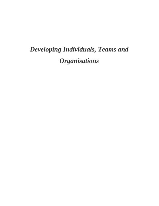 Developing Individuals, Teams And Organisations Assignment Solved - Whirlpool company_1