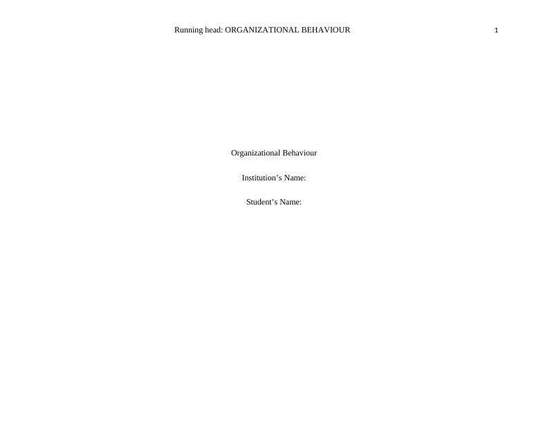 Organizational Behaviour Assignment PDF_1