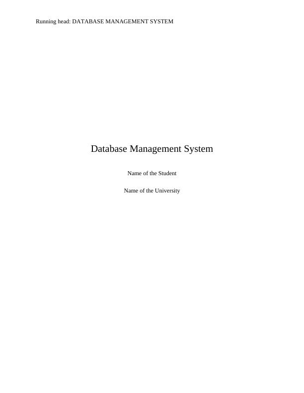 Database Management System (DMS) Assignment_1