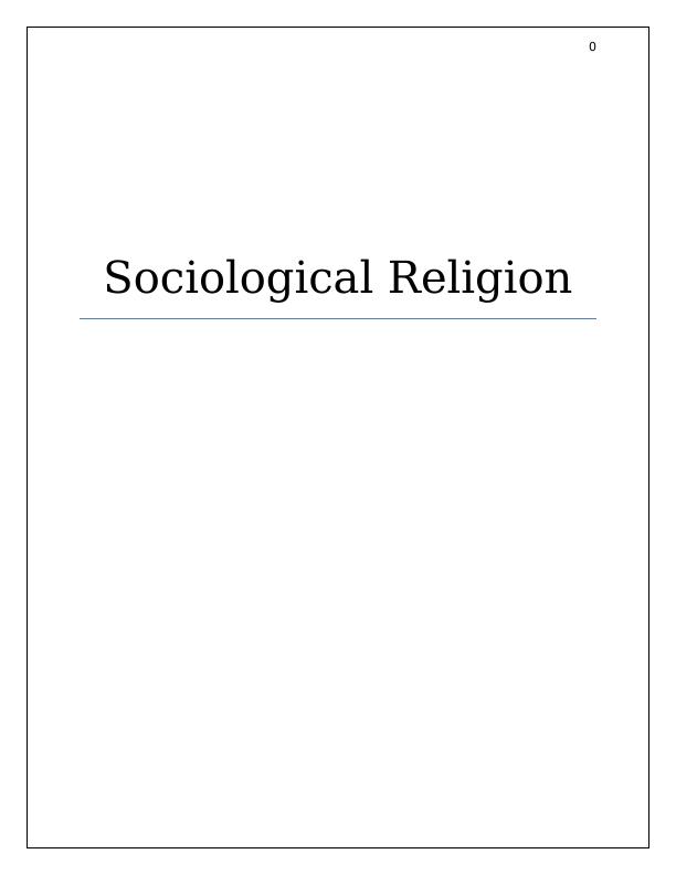 Sociological Religion | Essay_1