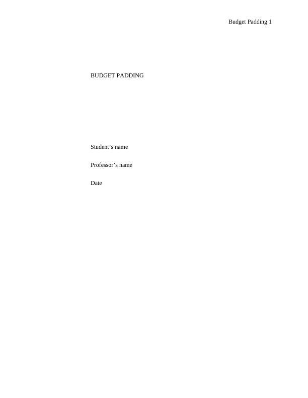 Budget Padding 1.