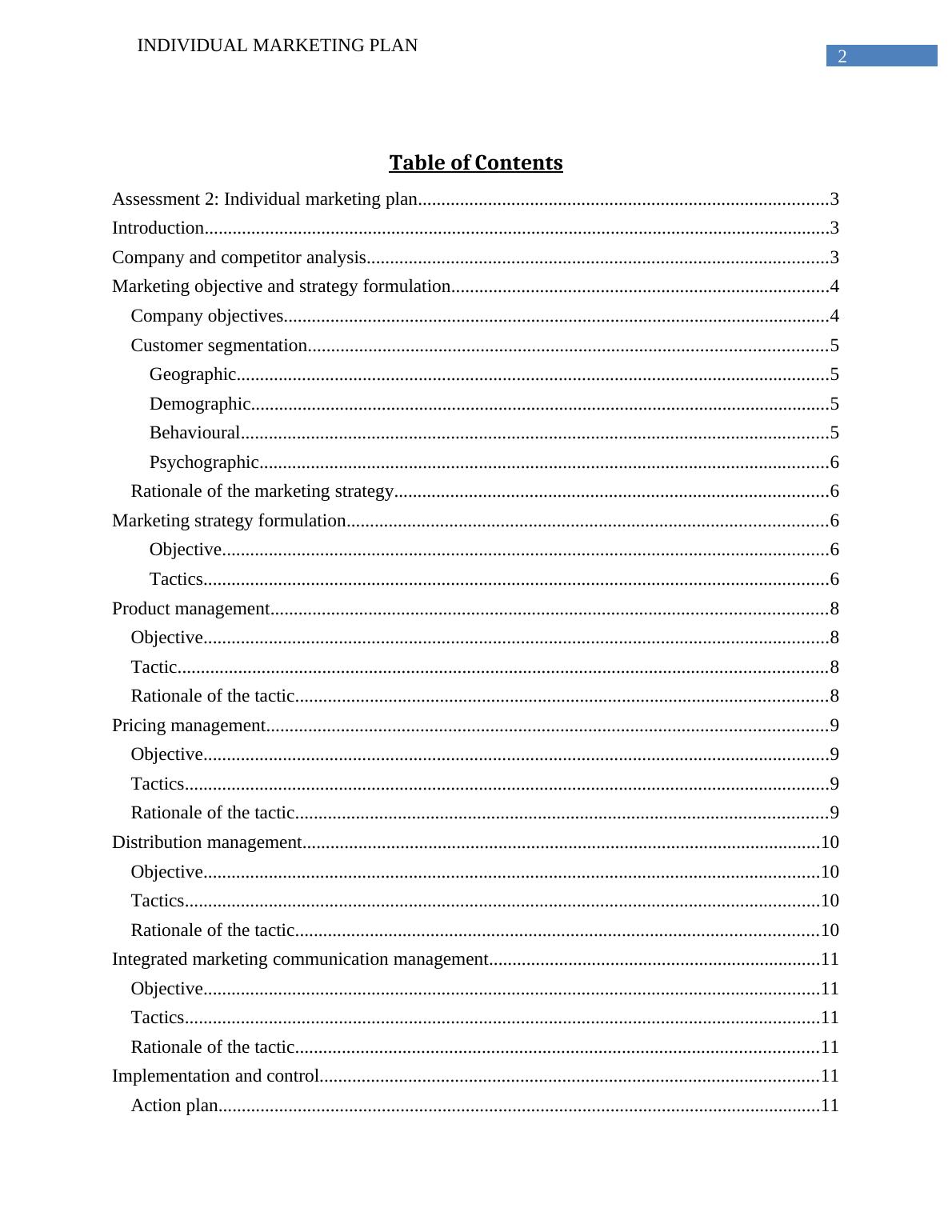 Individual Marketing Plan