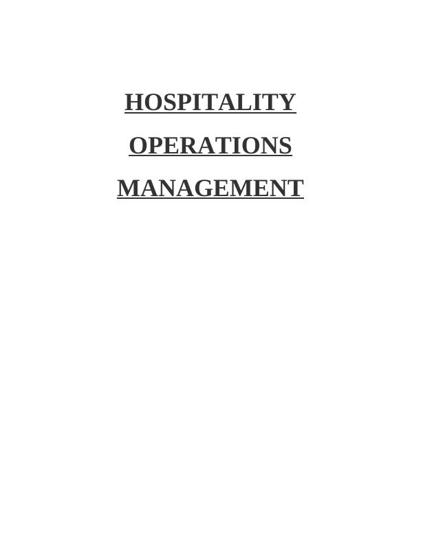 (Doc) Hospitality Operations Management_1