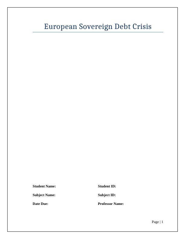 European Sovereign Debt Crisis Report Assignment_1
