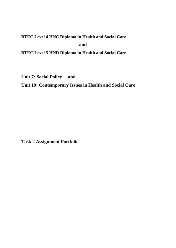 Unit 19: Contemporary Issues in Health and Social Care_1