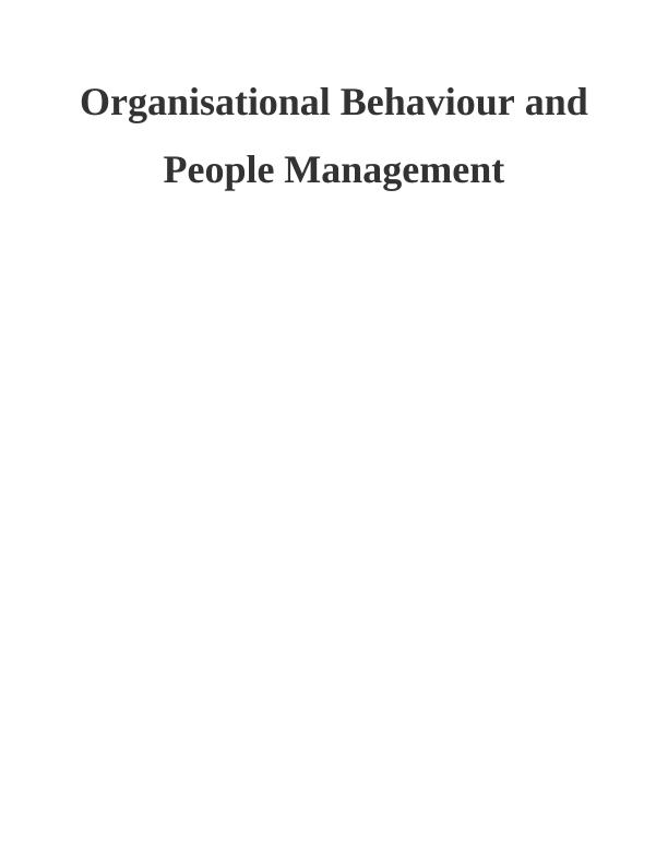 Management & Organizational Behavior Assignment_1