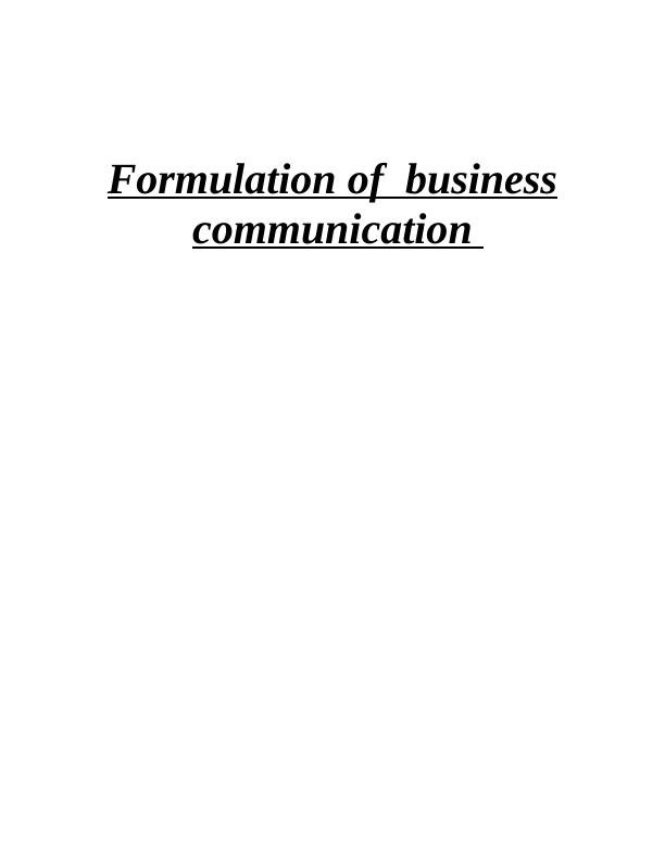 Formulation of Business Communication_1