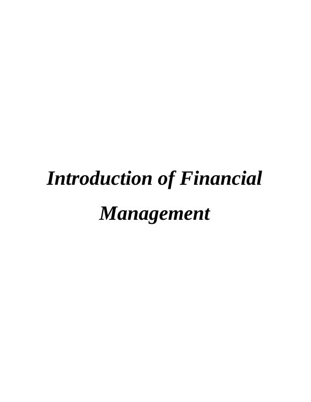 Introduction of Financial Management Assignment_1