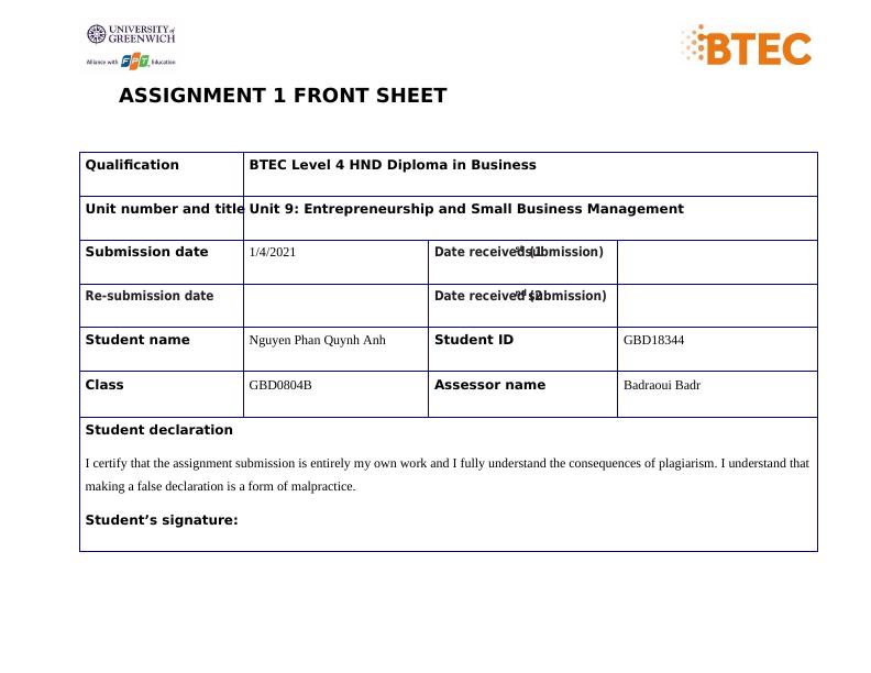 Unit 9: Entrepreneurship & Small Business Management_1