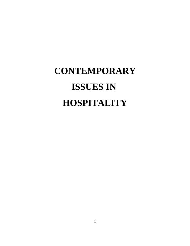Contemporary Issues in Hospitality Industry - Assignment_1
