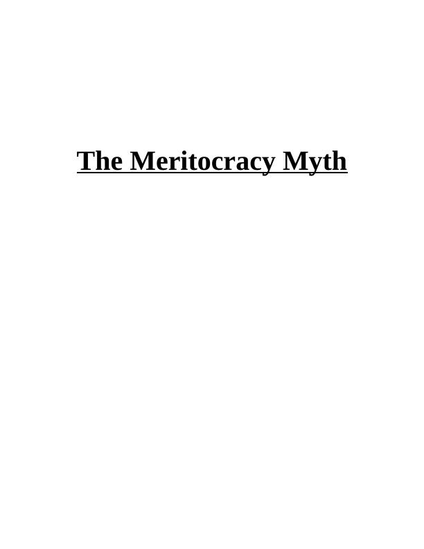 The Meritocracy Myth Sample Assignment_1