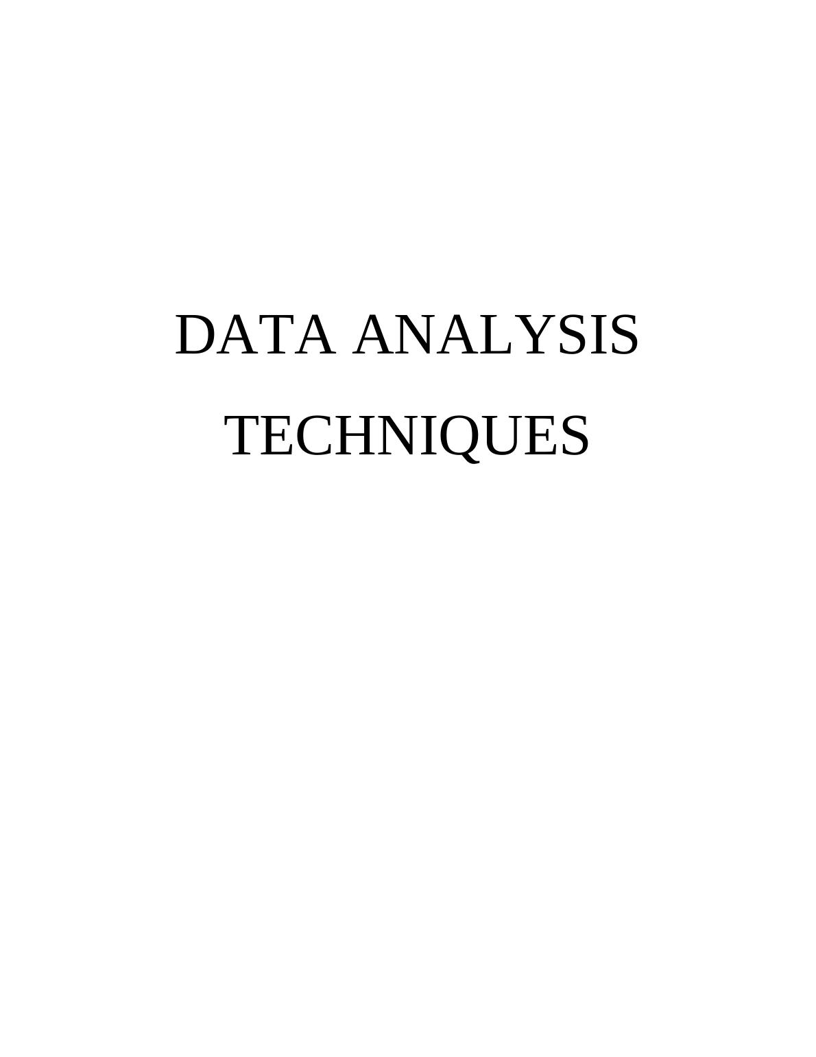 Data Analysis Techniques: Assignment_1