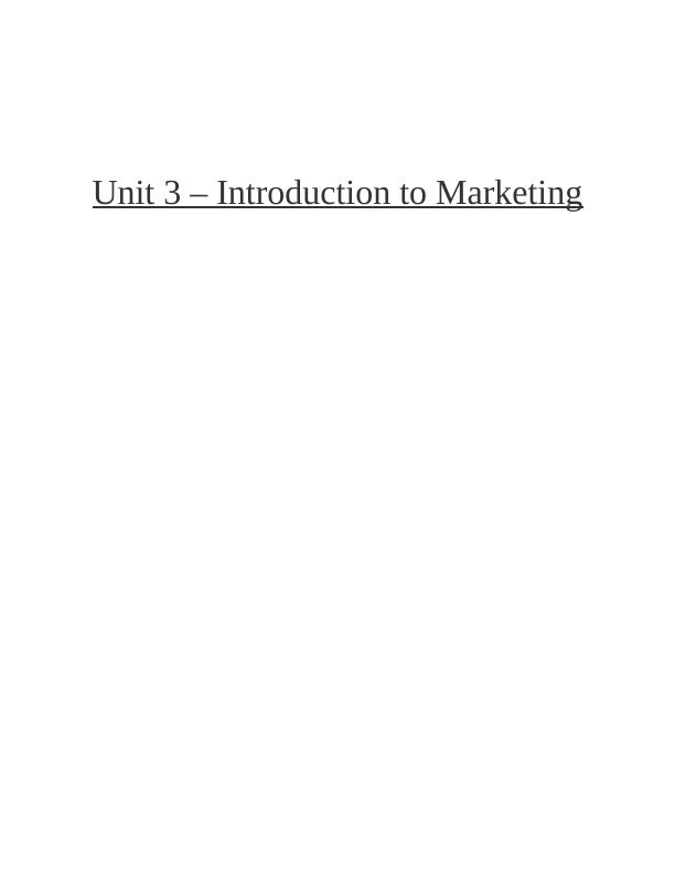 Introduction to Marketing Assignment Solved_1