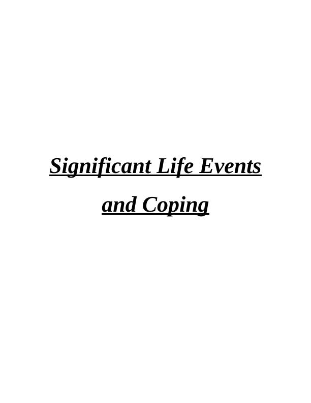 Significant Life Events and Coping_1