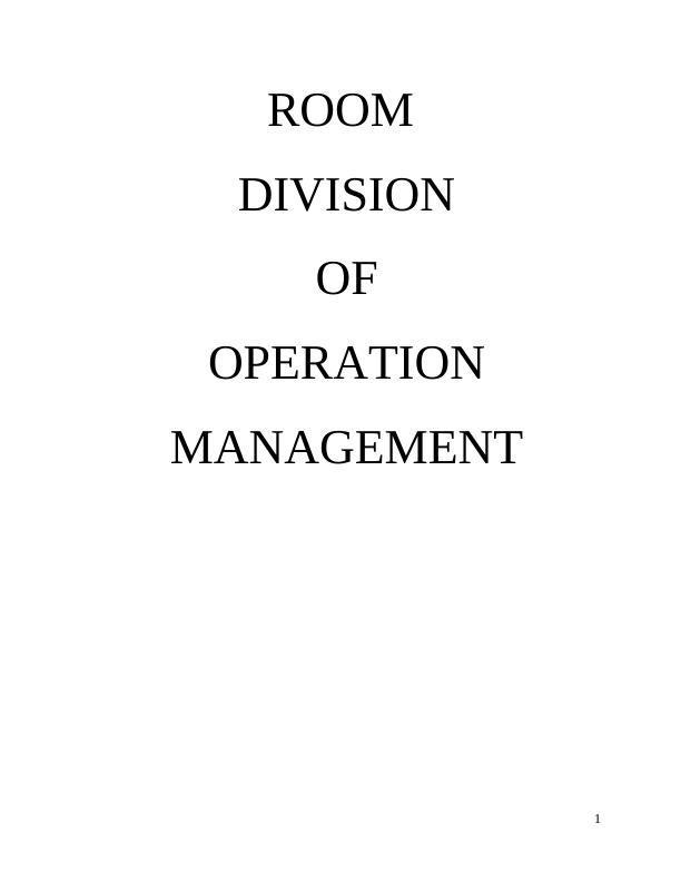 (PDF) Room division operations management | assignment_1