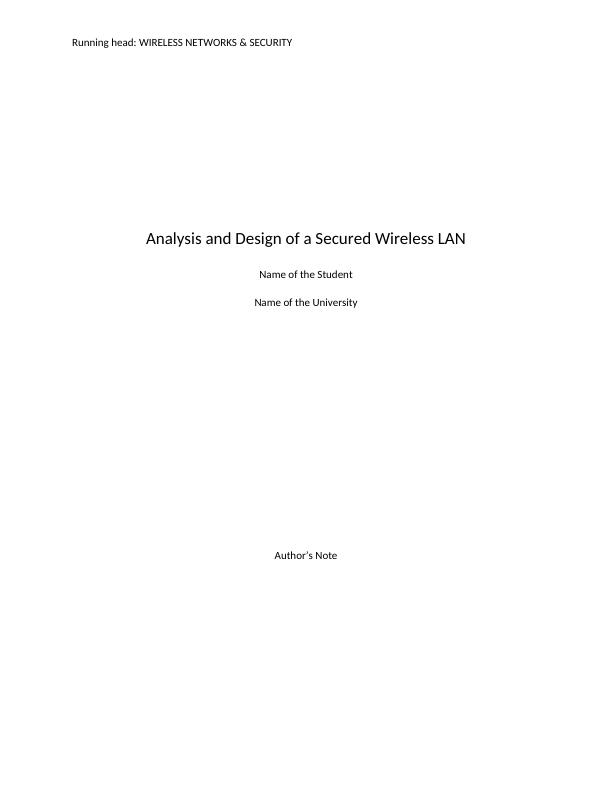 Wireless Networks and Security : Assignment_1