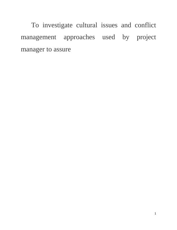 Cultural Issues and Conflict Management Approaches in Project Management_1