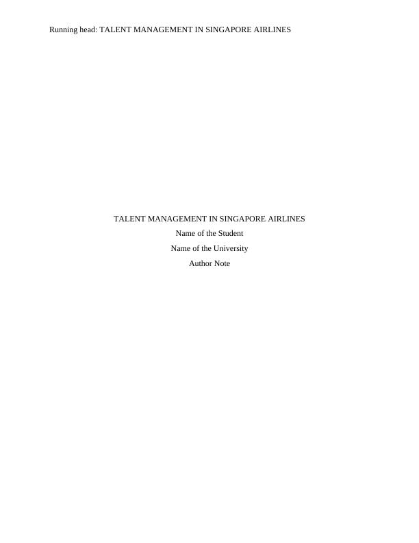 Talent Management in Singapore Airlines | Report_1