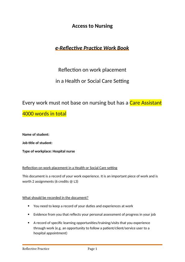 Access to Nursing e-Reflective Practice Work Book_1