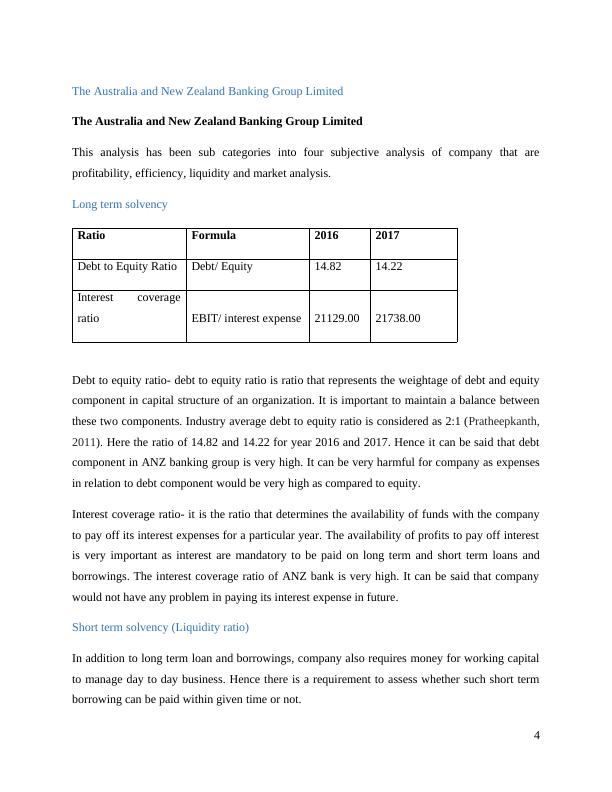 assignment on ratio analysis of a company