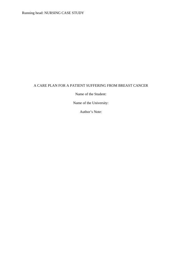 nursing case study breast cancer