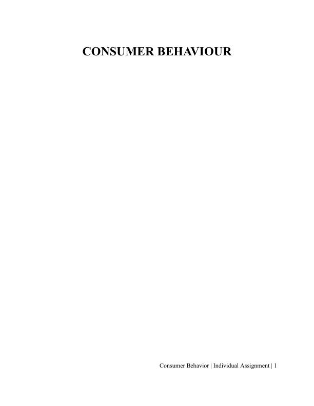 consumer behavior individual assignment