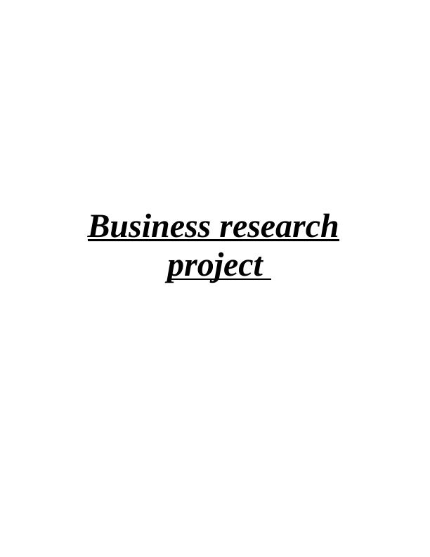 Business Research Assignment Solution - Doc_1