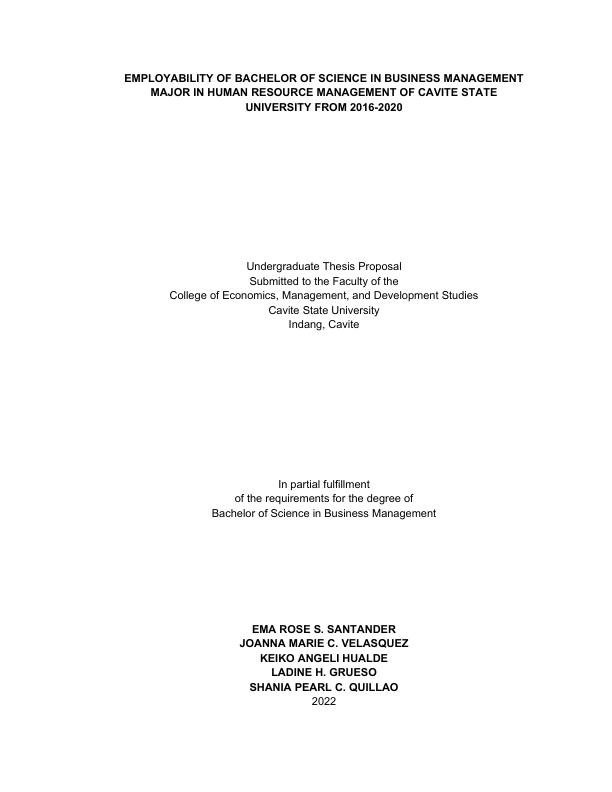 cavite state university thesis format