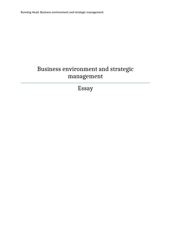 Business Environment and Strategic Management_1