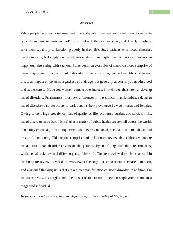 Impact of Mood Disorder on Relationships, Work, and Life: A Literature Review_2