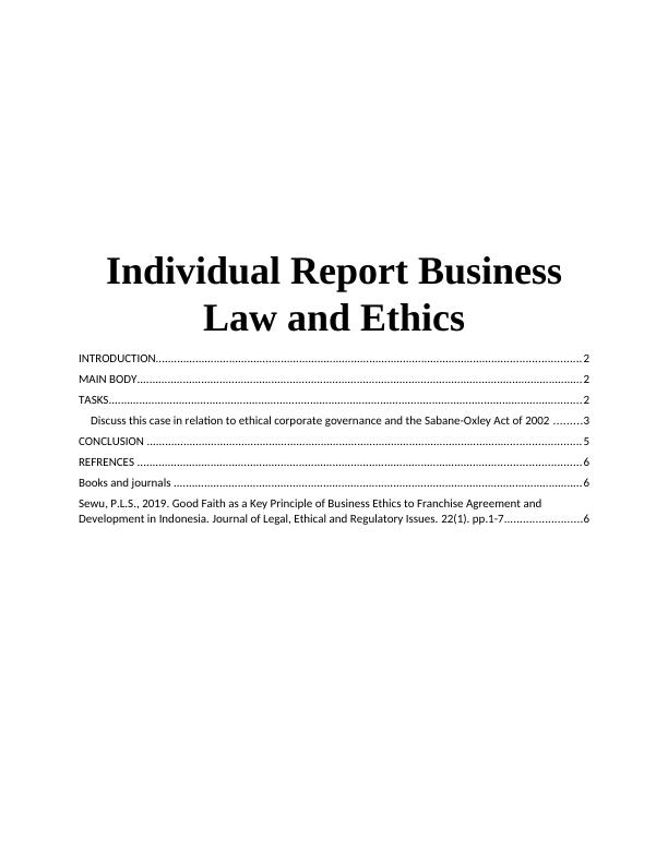 Enron Fraud Scandal: Ethical Corporate Governance and the Sarbanes-Oxley Act of 2002_1