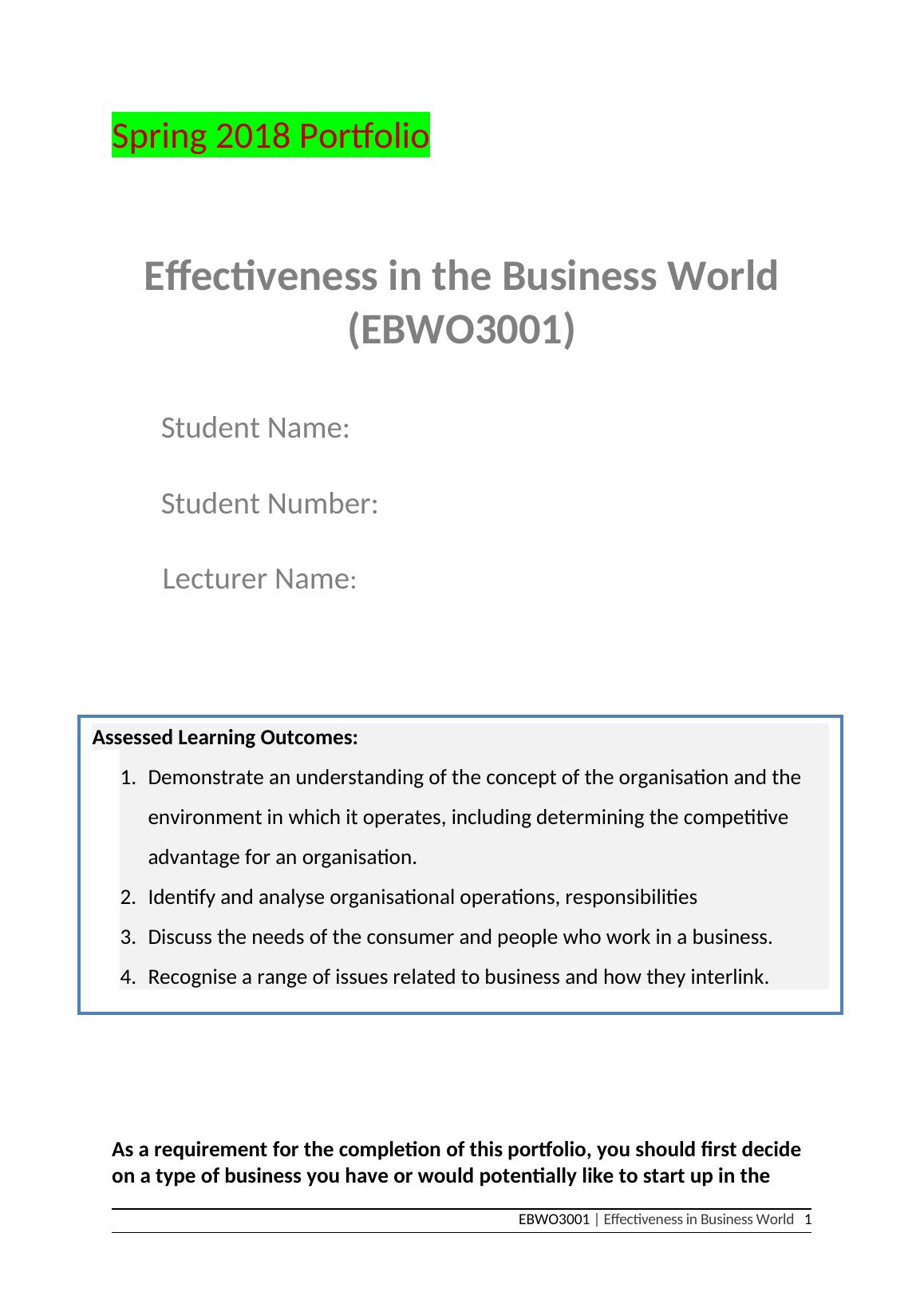 Portfolio Effectiveness in the Business World_1