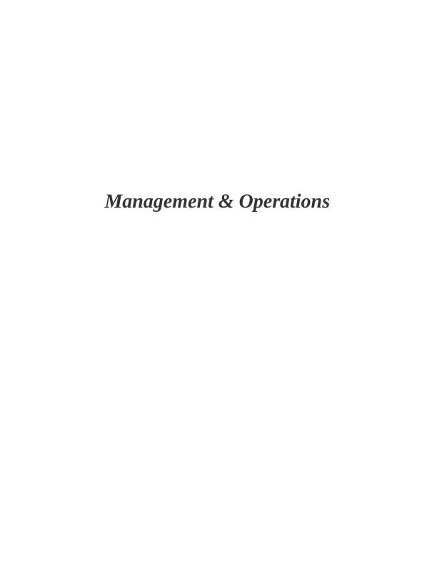 Management & Operations of  M & S_1