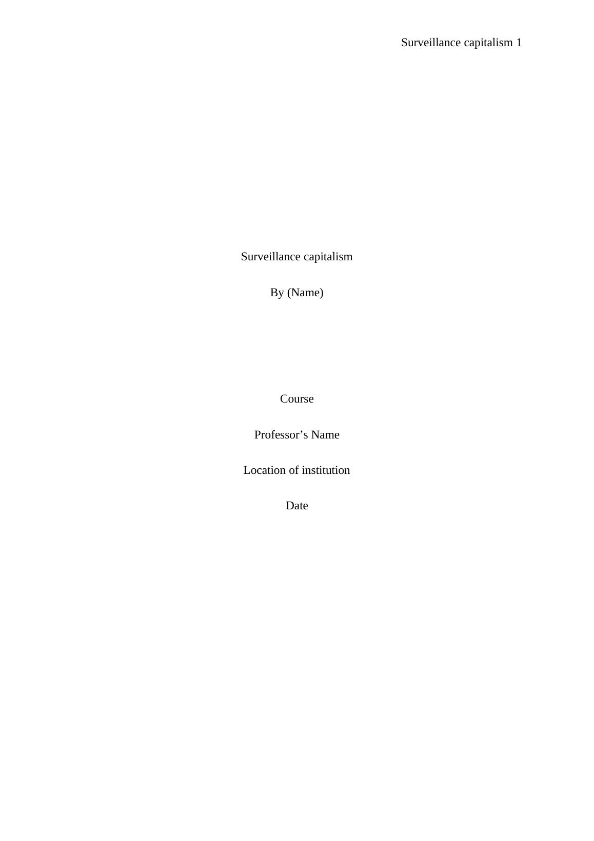 Surveillance Capitalism - Monetization of Data