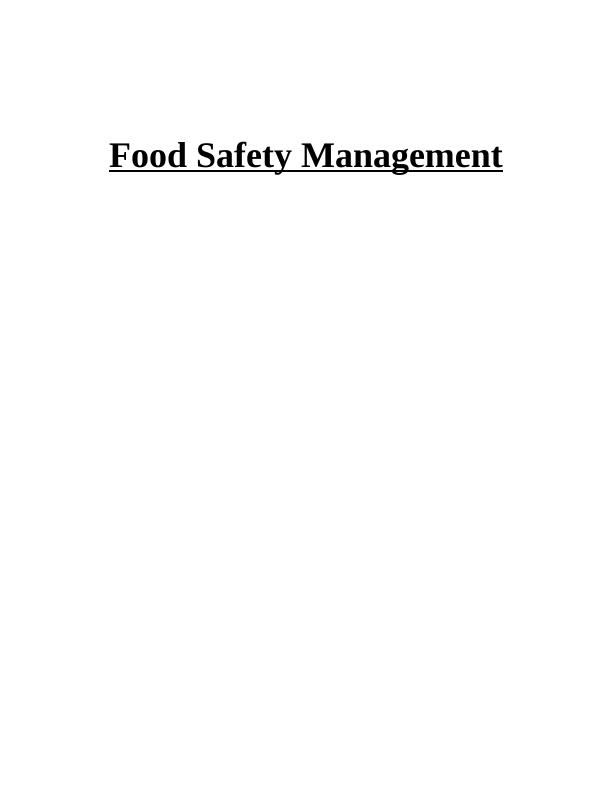 food safety assignment