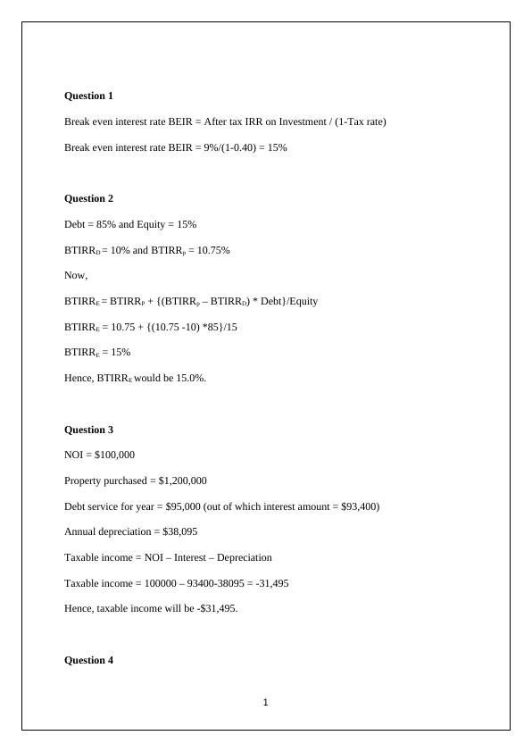 Real Estate Finance Study Material and Solved Assignments