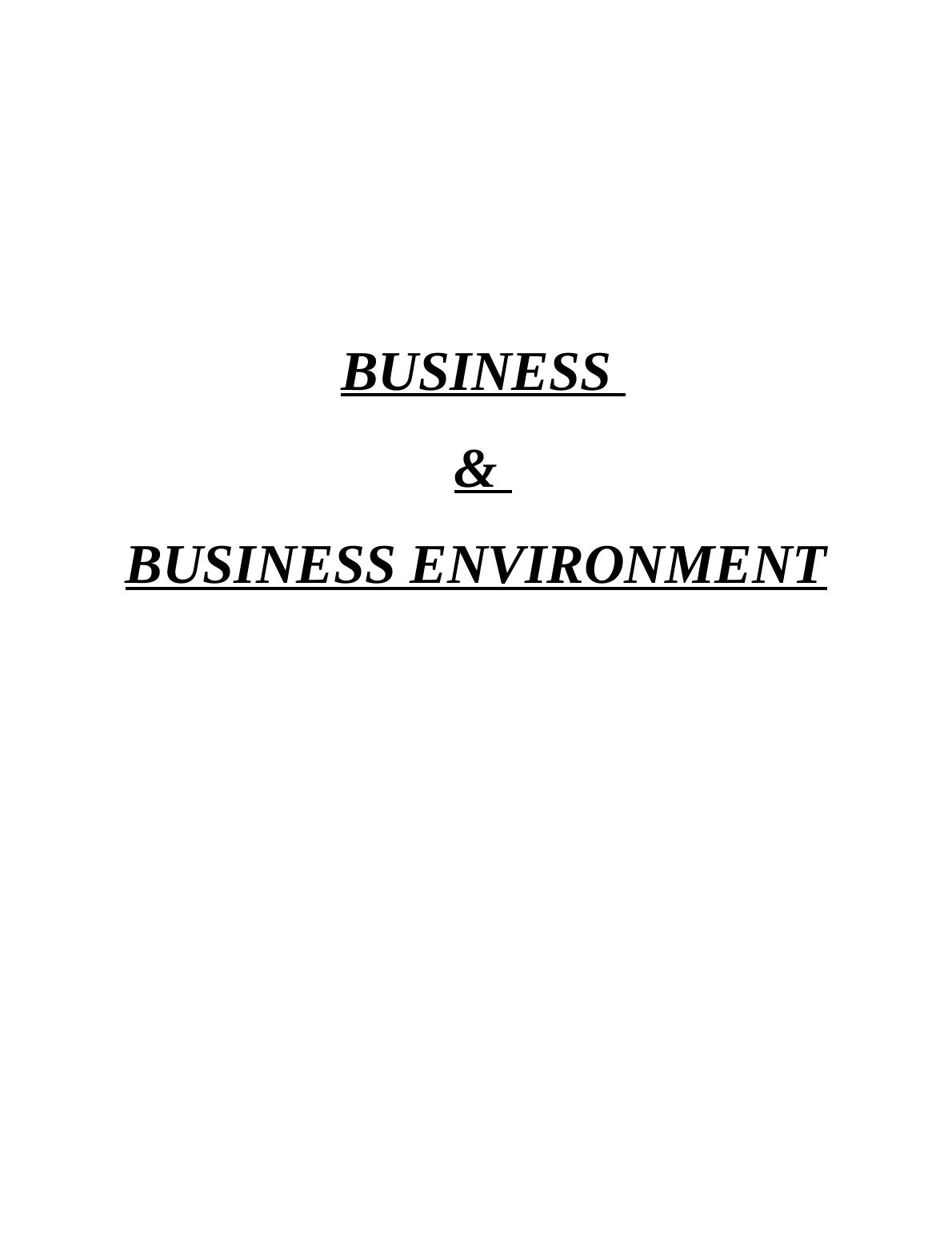 assignment on business environment