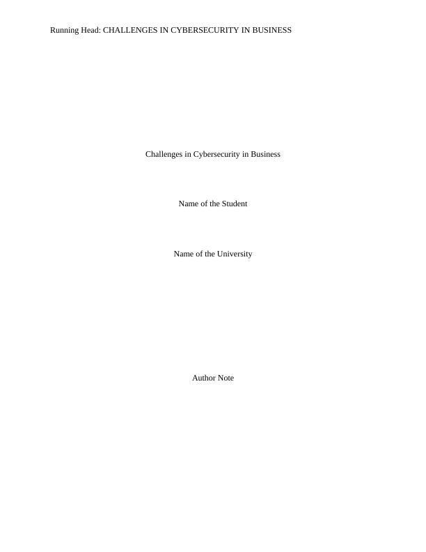 Challenges in Cybersecurity in Business Assignment PDF_1