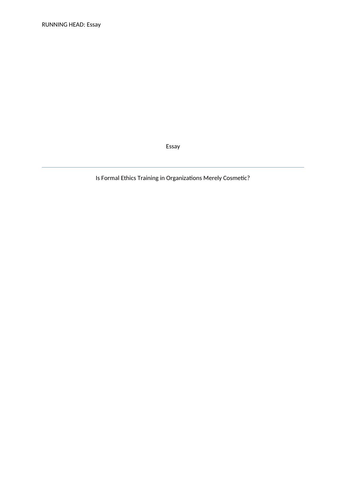 BUSM 4403- Essay on Formal Ethics Program_1